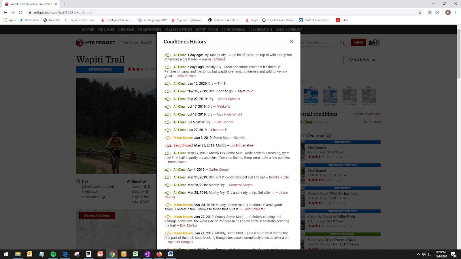 MTB Project trail conditions list
